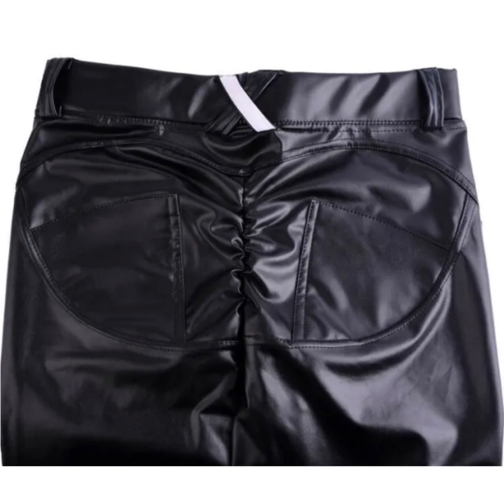 WOMEN'S Sexy High Waist Skinny Faux PU Leather Leggings Pants Butt Lift XL - Picture 8 of 16